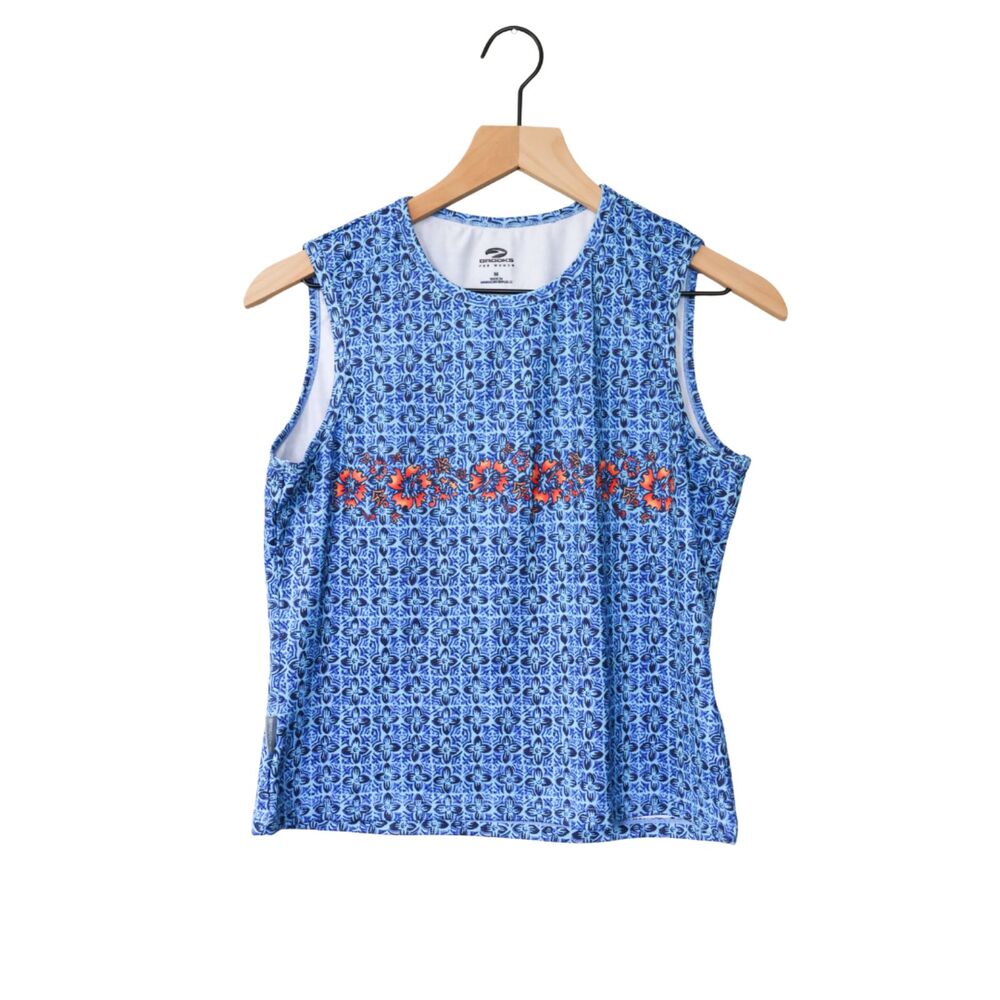 Brooks Womens Blue Hawaii motif Tank Medium